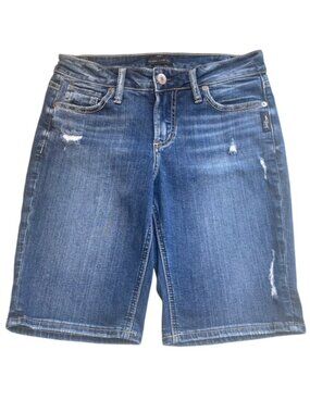 SILVER JEANS Suki Distressed Stretch Bermuda Jean Shorts - Size 26